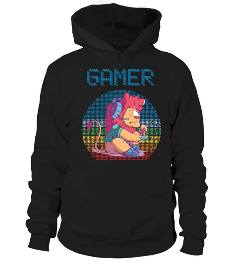 Gamer Retro Video Games Vintage Gaming Funny Lion Hoodie Unisex