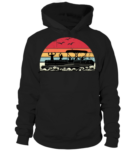 Pontoon Vintage Boating Party Sunset Hoodie Unisex