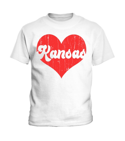 America Citizen US State Flag Heart Love Kansas Kids T-Shirt