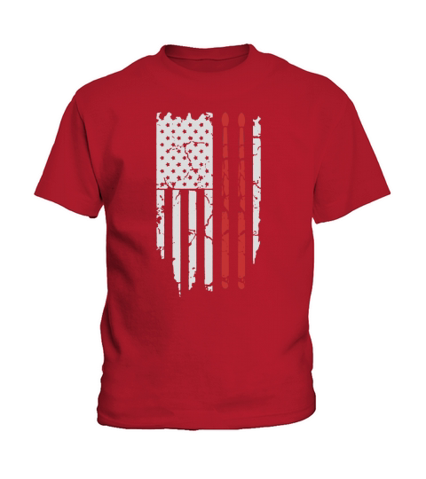 Drummer drumsticks on american flag Kids T-Shirt