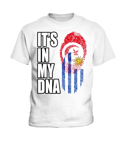 Tunisian And Uruguayan Mix Heritage DNA Flag Kids T-Shirt