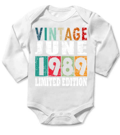 1989 vintage born in June gift Long Sleeve Baby One-Piece