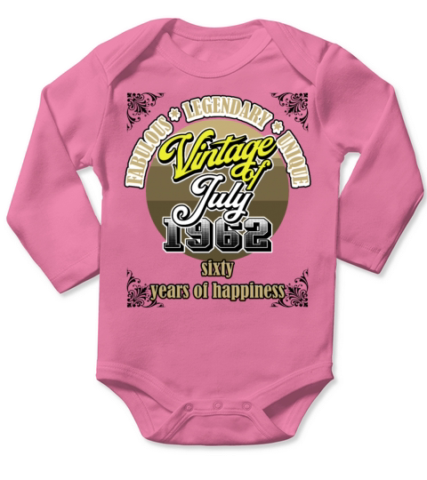 60th Birthday July 1962 Vintage 60 Years Legendar Long Sleeve Baby One-Piece