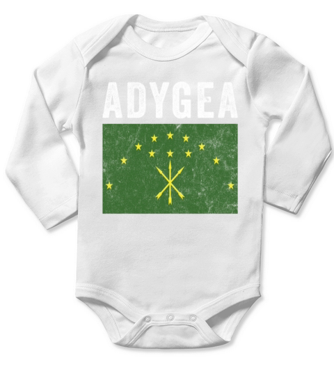 Adygea Flag Distressed - Circassian Flag Long Sleeve Baby One-Piece