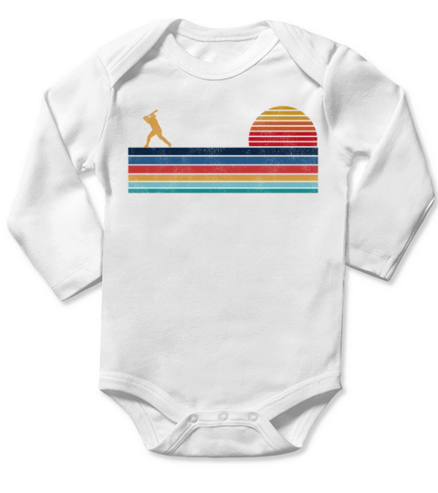 Baseball Fan Retro Vintage Batter Long Sleeve Baby One-Piece
