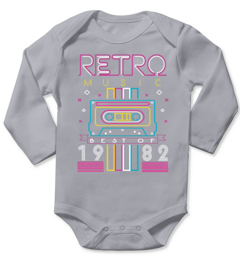 Best Of 1982 Retro Cassette Vintage Birthday Long Sleeve Baby One-Piece
