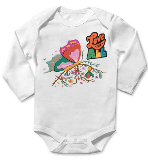 Butterfly Love All Motivational Quote with Butterf Long Sleeve Baby One-Piece