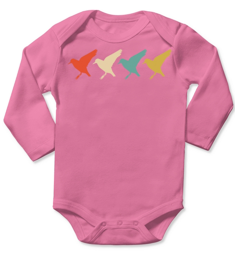 Flying Birds Retro Vintage Birdwatching Long Sleeve Baby One-Piece