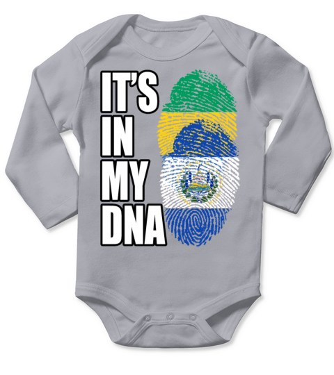 Gambian And Salvadoran Mix Heritage DNA Flag Long Sleeve Baby One-Piece