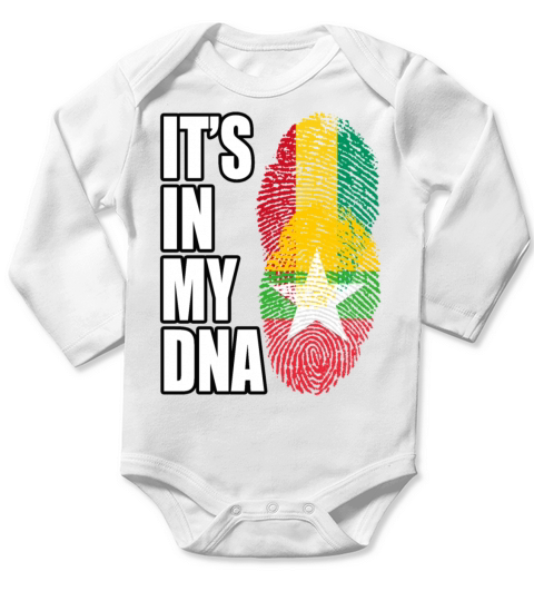 Guinean And Burmese Mix Heritage DNA Flag Long Sleeve Baby One-Piece