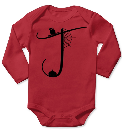 Halloween Alphabets Clipart T Long Sleeve Baby One-Piece