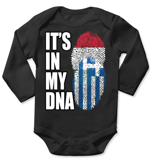 Hungarian And Greek Mix Heritage DNA Flag Long Sleeve Baby One-Piece