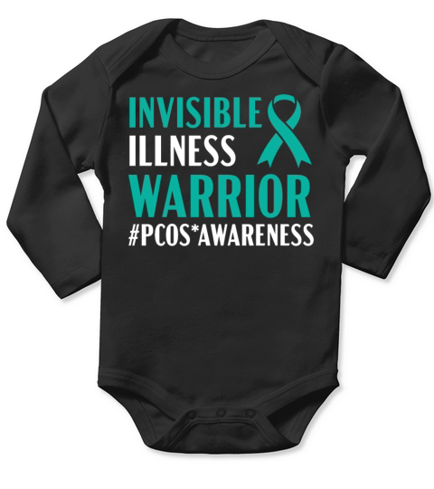 Invisible Illness Warrior PCOS Awareness Month Long Sleeve Baby One-Piece