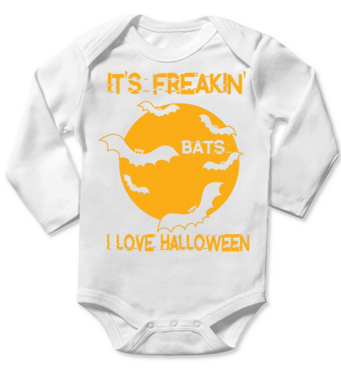 Its Freaking Bats I Love Halloween Long Sleeve Baby One-Piece