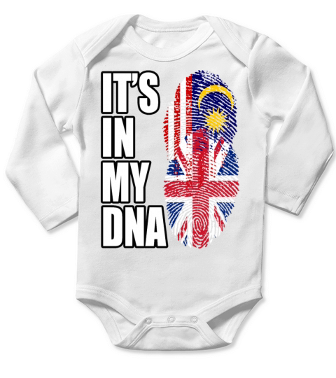 Malaysian And British Mix Heritage DNA Flag Long Sleeve Baby One-Piece