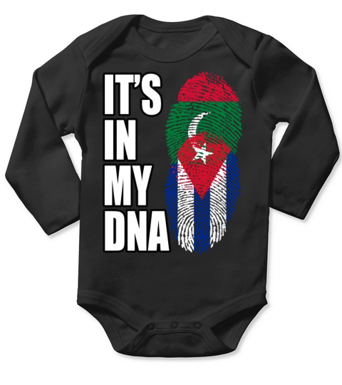 Maldivian And Cuban Mix Heritage DNA Flag Long Sleeve Baby One-Piece