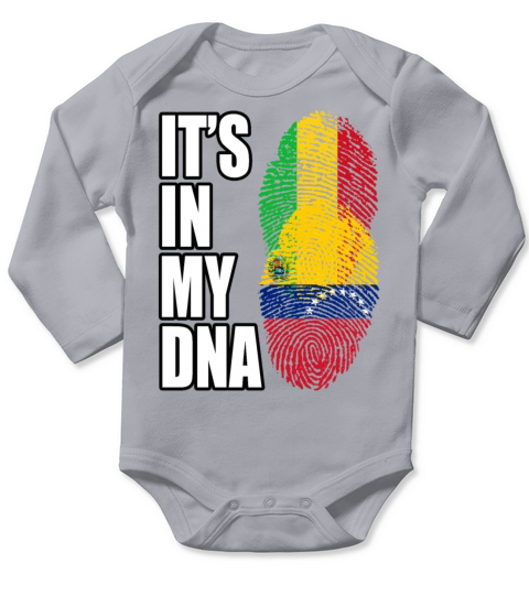 Malian And Venezuelan Mix Heritage DNA Flag Long Sleeve Baby One-Piece