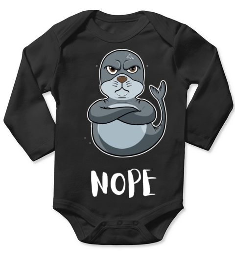 Nope Funny Lazy Seal Long Sleeve Baby One-Piece