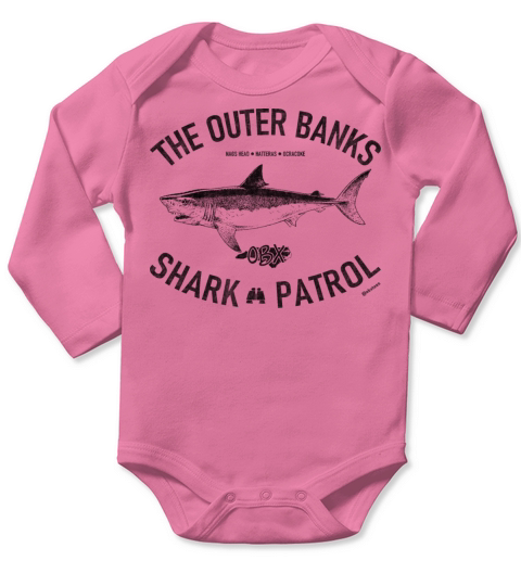 Outer Banks Shark Patrol OBX Vintage Black Long Sleeve Baby One-Piece