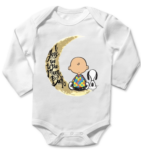 Premium Snoopy Charlie Brown Autism I Love You To The Moon Back - Ladies Flowy Tank Long Sleeve Baby One-Piece