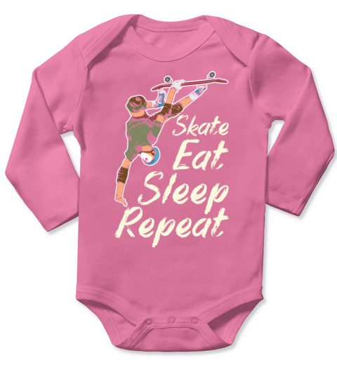 Skating Board Eat Skate Repeat Skater Skateboard Long Sleeve Baby One-Piece
