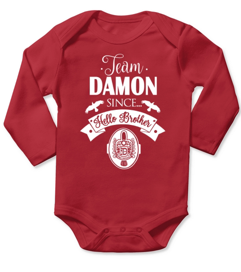 Team Damon Since Hello Brother Long Sleeve Baby One-Piece