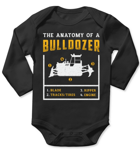 The Anatomy Of A Bulldozer Construction Worker Long Sleeve Baby One-Piece