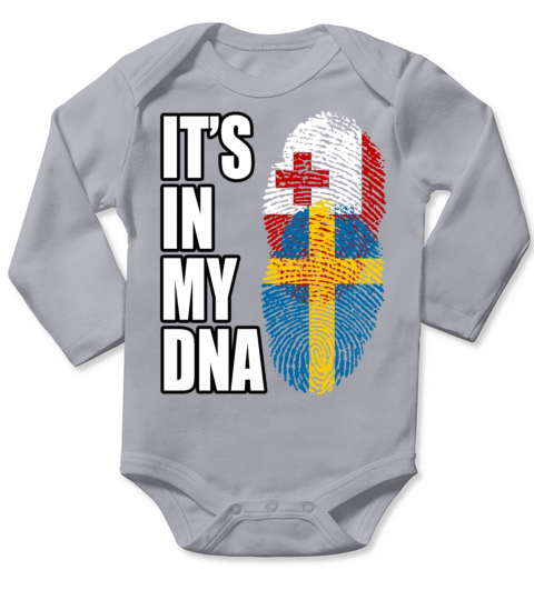 Tongan And Swedish Mix Heritage DNA Flag Long Sleeve Baby One-Piece