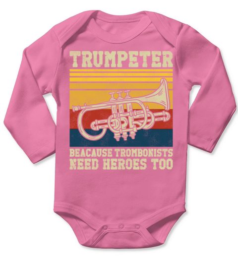 Trumpet Player Vintage Retro Long Sleeve Baby One-Piece