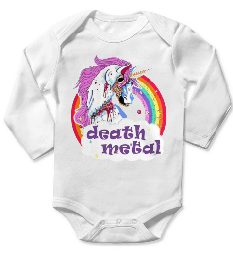 Unicorn Rainbow Death Metal Long Sleeve Baby One-Piece
