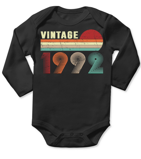 Vintage 1992 Men Women 30 Years Old 30th Birthday Long Sleeve Baby One-Piece