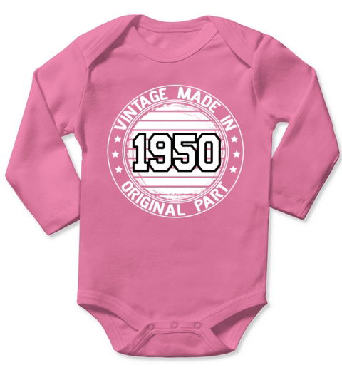 Vintage Made In 1950 Original Part Birthday 1950 Long Sleeve Baby One-Piece