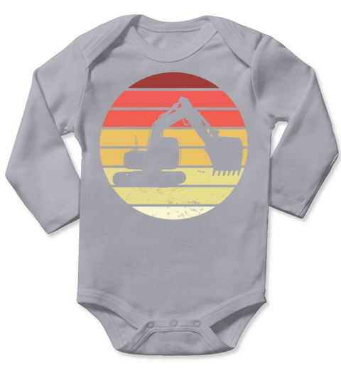 Vintage Retro Excavator Long Sleeve Baby One-Piece