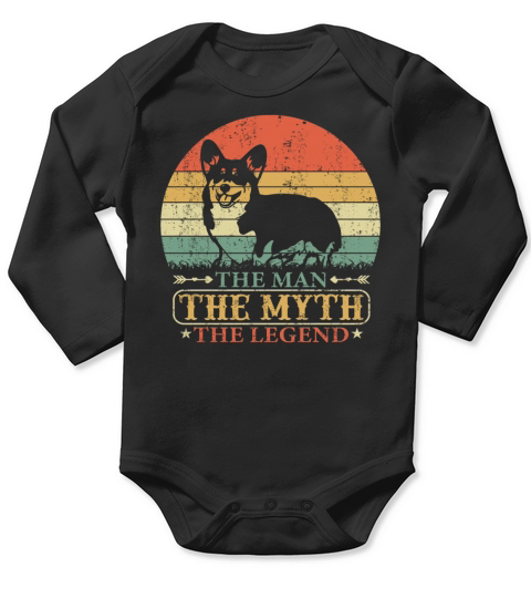Welsh Corgi Cardigan Dog Dad Daddy Vintage Retro Long Sleeve Baby One-Piece