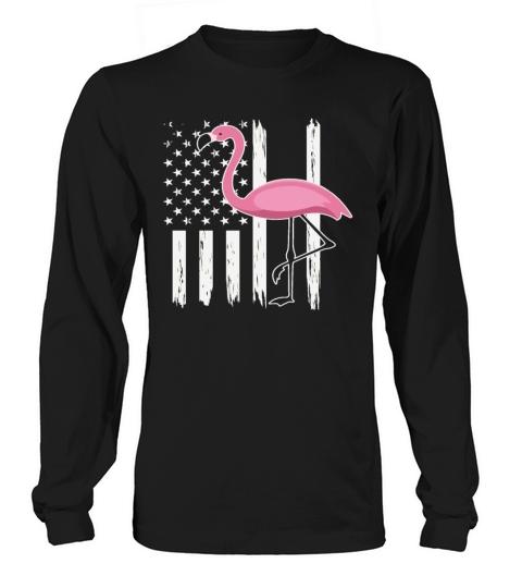 Flamingo American USA Flag Retro Vintage Long sleeved Unisex