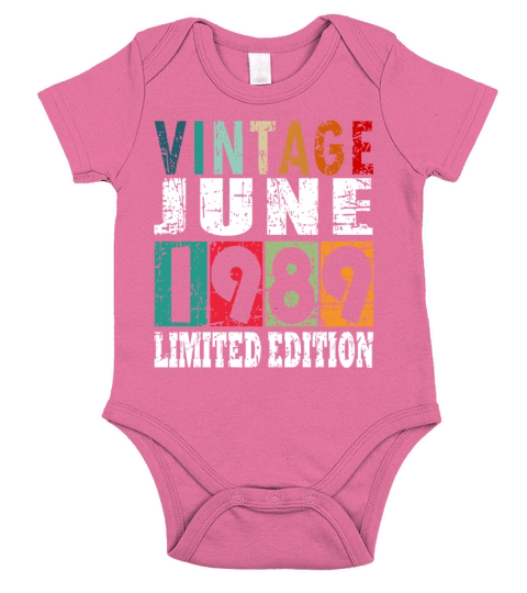1989 vintage born in June gift Short Sleeve Baby One-Piece