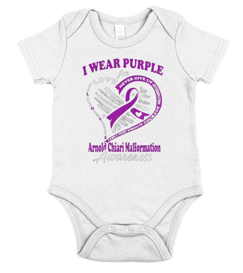 Arnold Chiari Malformation Shirt - I Wear Purple For My Hero Short Sleeve Baby One-Piece