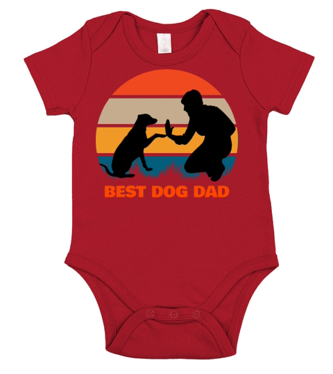 Best Dog Dad Fathers Day Vintage Sunset Short Sleeve Baby One-Piece