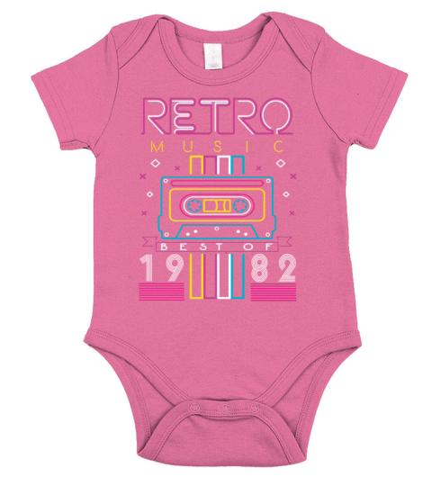 Best Of 1982 Retro Cassette Vintage Birthday Short Sleeve Baby One-Piece