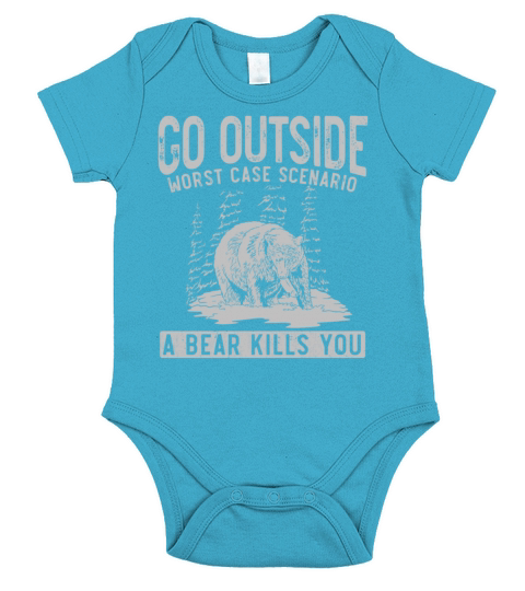 Camping Bear Outdoor Joke Camper Humor Short Sleeve Baby One-Piece