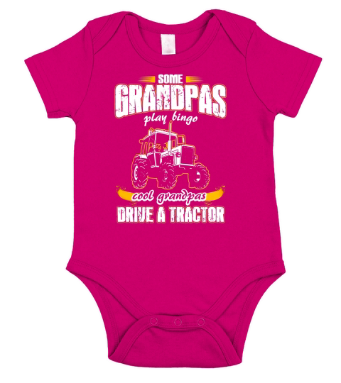 Fathers Day T-shirt Cool Grandpas Drive A Tractor Short Sleeve Baby One-Piece