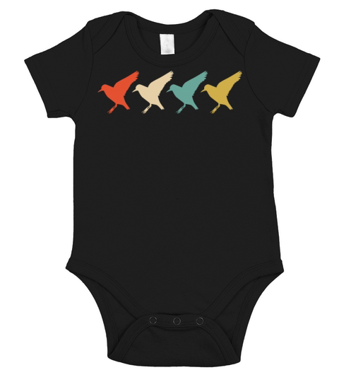 Flying Birds Retro Vintage Birdwatching Short Sleeve Baby One-Piece