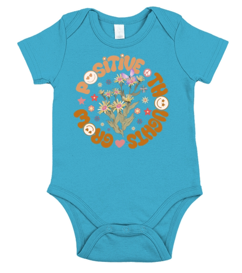 Grow Positive Thoughts Inspirational Quote Gift Short Sleeve Baby One-Piece