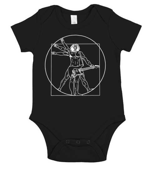Guitar vitruvian man shirt Short Sleeve Baby One-Piece