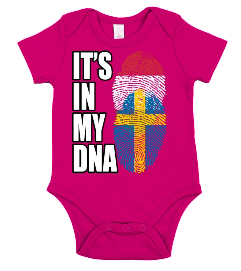 Hungarian And Swedish Mix Heritage DNA Flag Short Sleeve Baby One-Piece