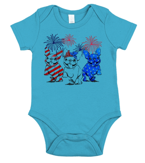 Independence day 4th of July French bulldog beauty America flag Short Sleeve Baby One-Piece