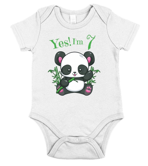 Kids Panda 7th Birthday Girls Birthday Outfit Age 7 shirt Short Sleeve Baby One-Piece