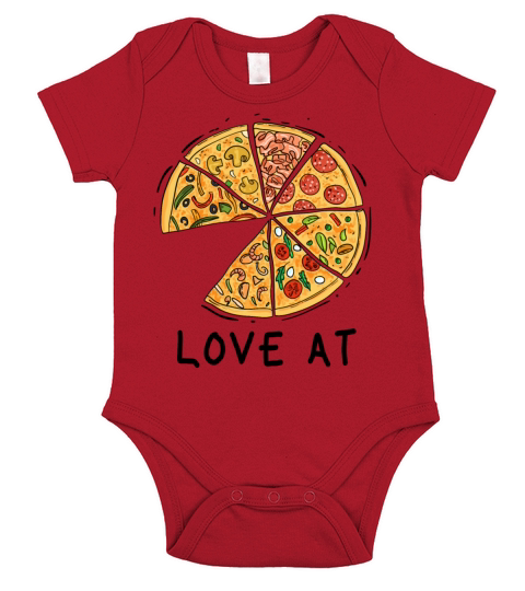 Love At Matching Pizza and Slice Short Sleeve Baby One-Piece