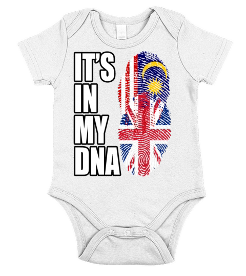 Malaysian And British Mix Heritage DNA Flag Short Sleeve Baby One-Piece