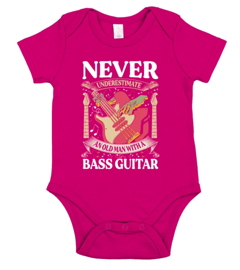 Never Underestimate An Old Man With A Bass Guitar Short Sleeve Baby One-Piece